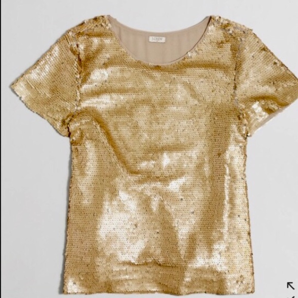 J Crew Gold Sequin Top